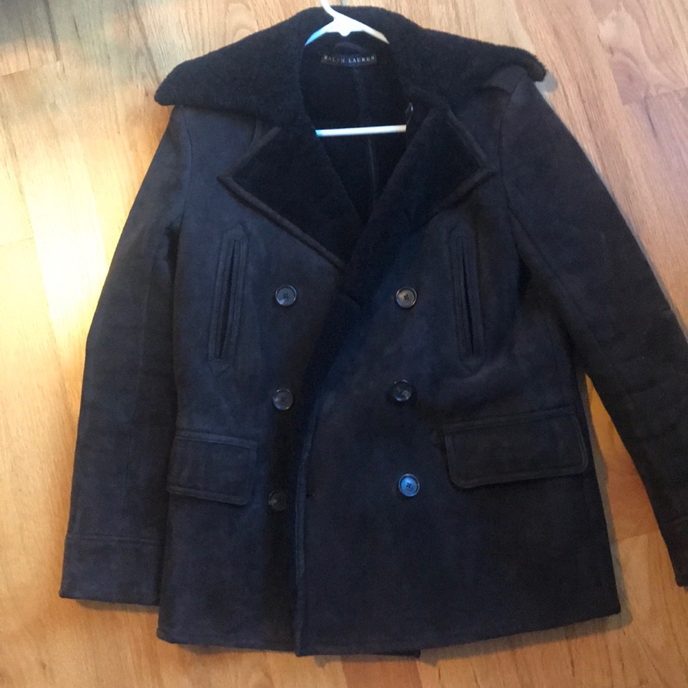 Ralph Lauren chestnut brown shearling suede coat